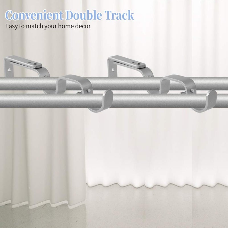 Anndason Heavy Duty Curtain Rod Brackets - Adjustable Double Rod Holders 1 Inch (8 PCS, Silver) - Image 5